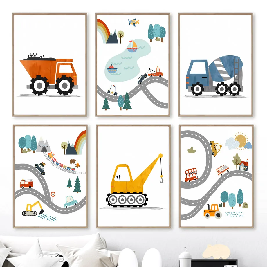 Heavy Equipment Background - 현대 노르딕 스타일 캔버스 인쇄 그림