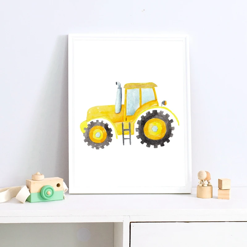건설 차량 수채화 보육 벽 예술 자동차 트럭 포스터 및 - Heavy Equipment Background 리뷰 및 가격