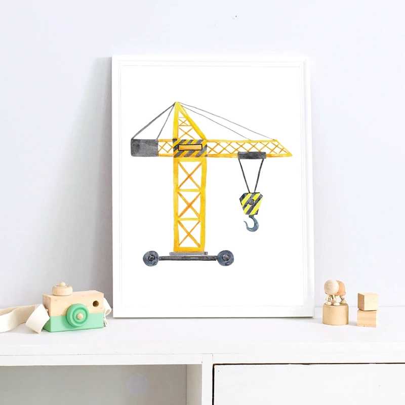 건설 차량 수채화 보육 벽 예술 자동차 트럭 포스터 및 - Heavy Equipment Background 리뷰 및 가격