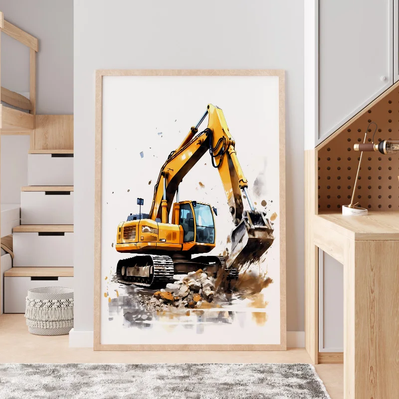 건설 차량 트럭 소년 보육 벽 아트 캔버스 수채화 그림 - Heavy Equipment Background 리뷰 및 가격