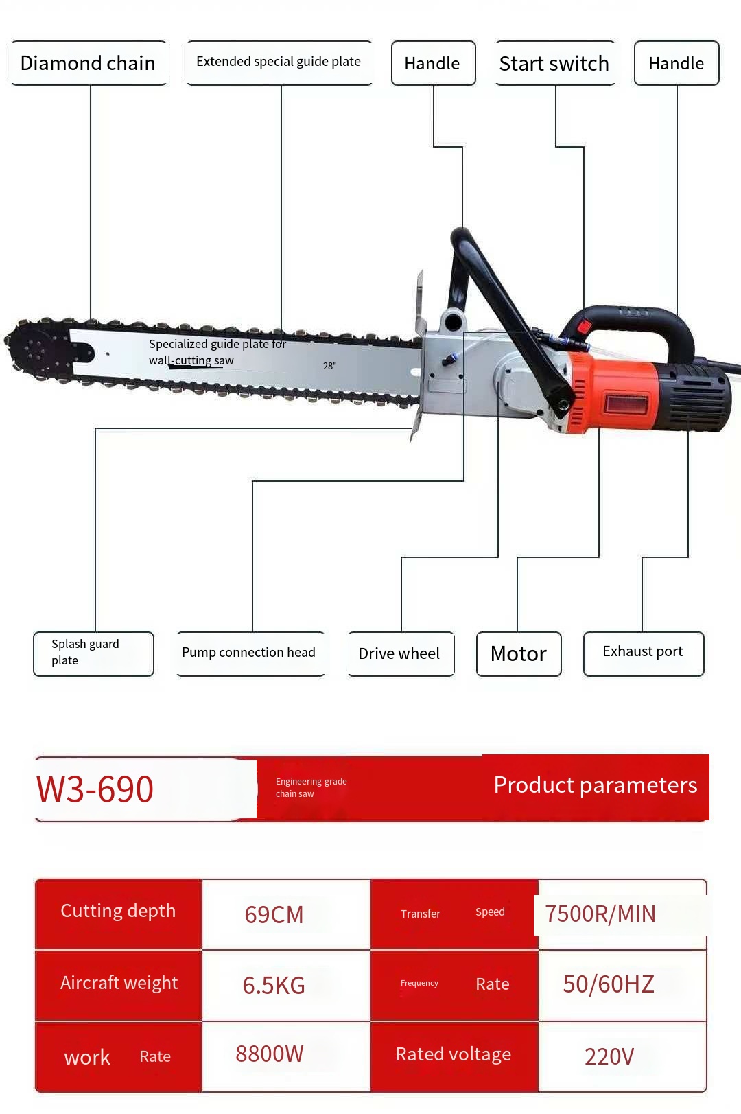 W3-690 신기술 습식 타일쏘 전기 콘크리트쏘 220 - Brick Cutting Saw 리뷰 및 가격